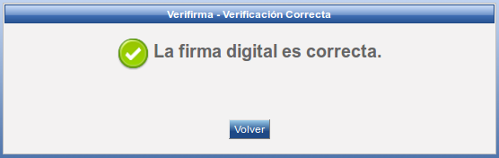 Mensaje de verificación correcta